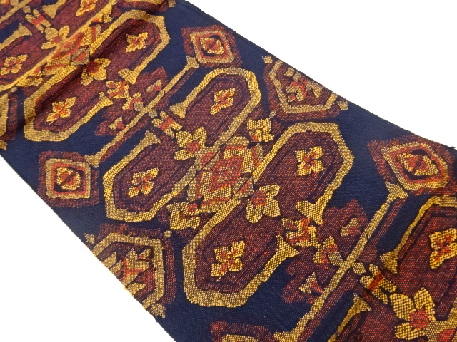 JAPANESE NAGOYA OBI / MAWATA TSUMUGI / WOVEN GEOMETRIC